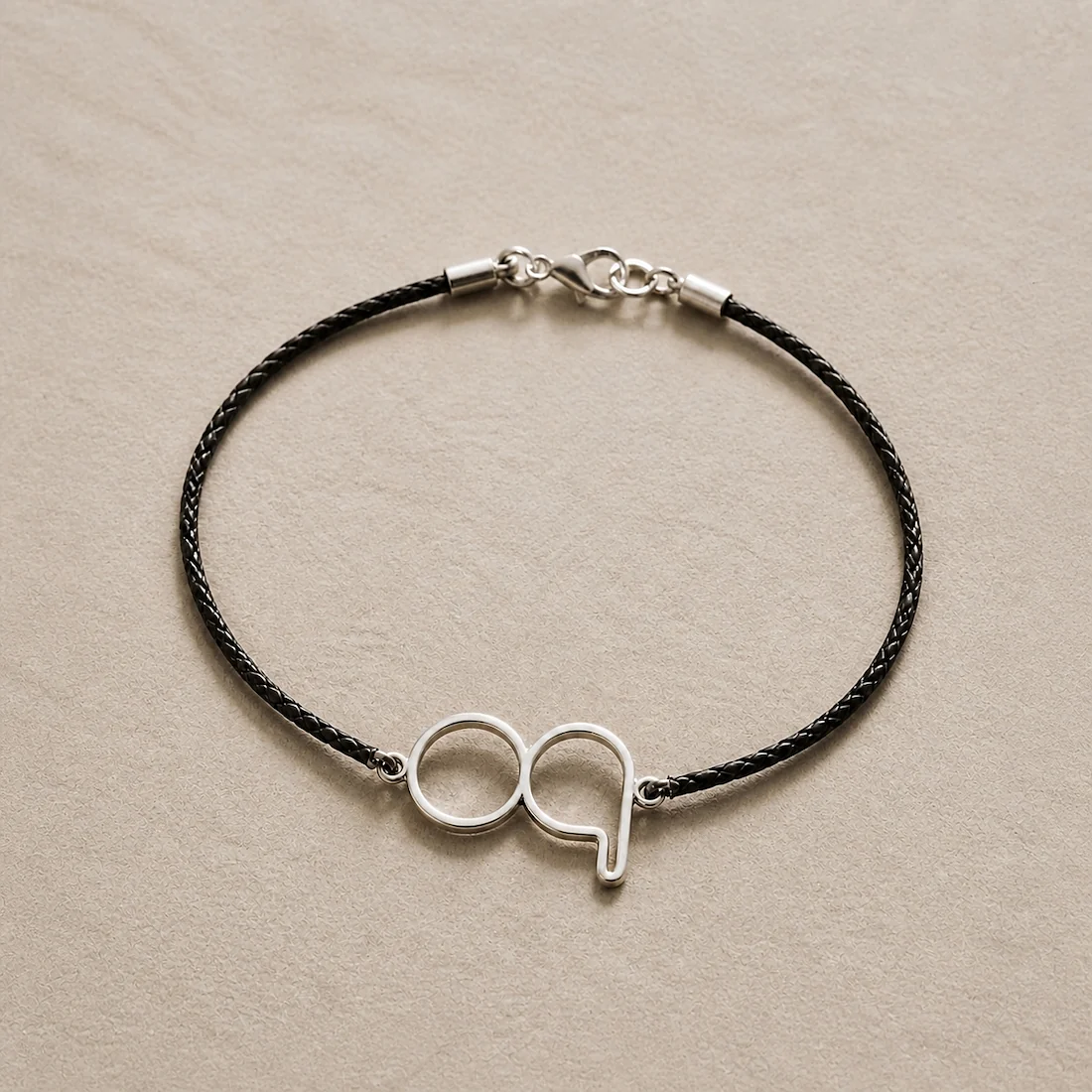 the cord bracelet, laid flat