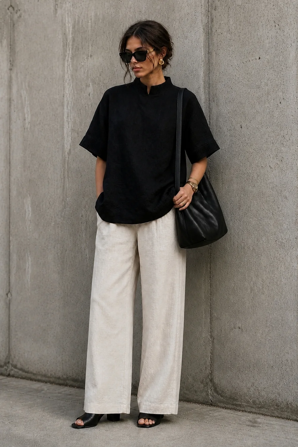 the linen split over undyed linen trousers